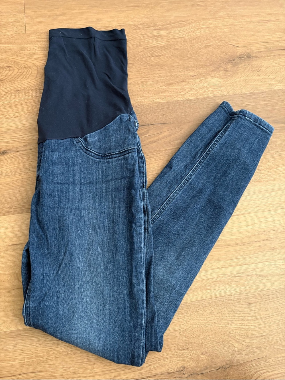 Maternity Skinny Jeans with Stretch Panel - Dark Blue Indigo Blue Size Medium